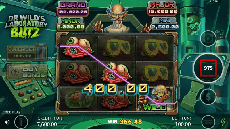 Dr. Wild's Laboratory Blitz - win in the base game