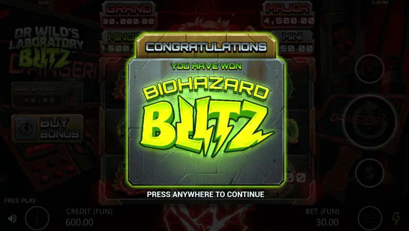 Dr. Wild's Laboratory Blitz - Biohazard Blitz bonus launch