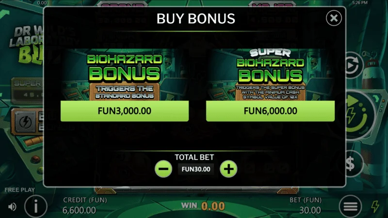 Dr. Wild's Laboratory Blitz - buy bonus screen